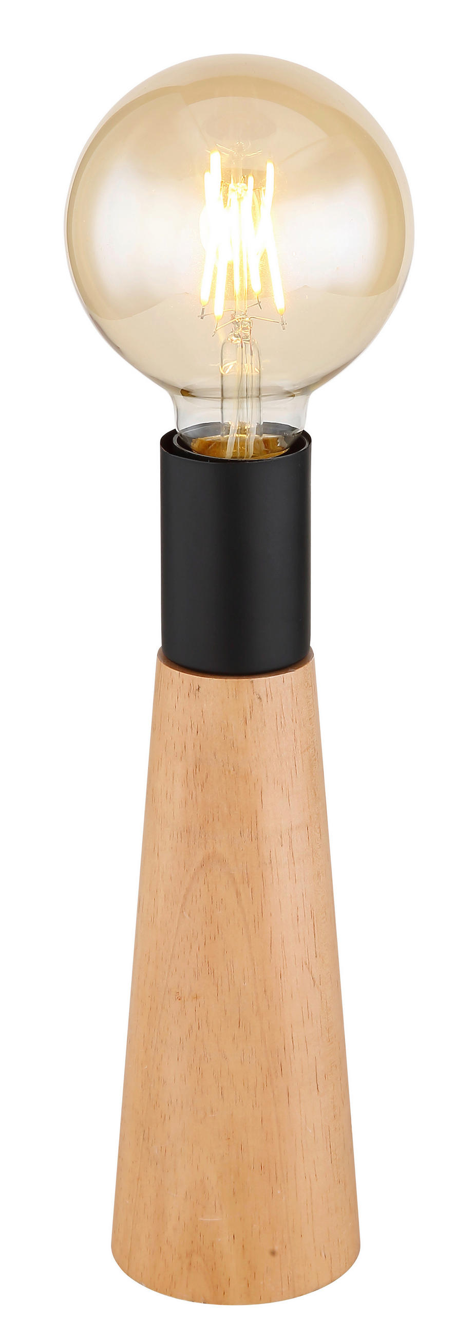 TISCHLEUCHTE 7,5/25 cm   - Dunkelbraun/Schwarz, Basics, Holz/Metall (7,5/25cm) - Globo