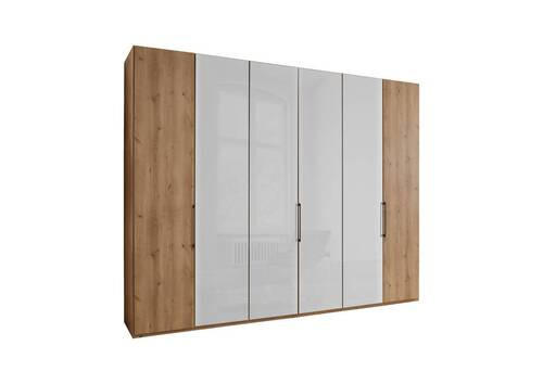 FALTTÜRENSCHRANK  in Weiß, Eiche Bianco  - Schieferfarben/Eiche Bianco, KONVENTIONELL, Glas/Holzwerkstoff (300/216/58cm) - Dieter Knoll
