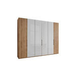 FALTTÜRENSCHRANK 300/216/58 cm 6-türig Weiß, Eiche Bianco  - Schieferfarben/Eiche Bianco, KONVENTIONELL, Glas/Holzwerkstoff (300/216/58cm) - Dieter Knoll