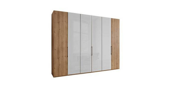 FALTTÜRENSCHRANK 300/216/58 cm 6-türig  - Schieferfarben/Eiche Bianco, KONVENTIONELL, Glas/Holzwerkstoff (300/216/58cm) - Dieter Knoll