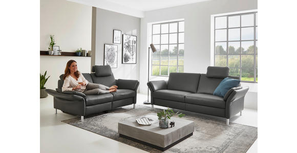 3-SITZER-SOFA Latina in Echtleder Anthrazit  - Anthrazit/Alufarben, Design, Leder/Metall (190/82/99cm) - Dieter Knoll