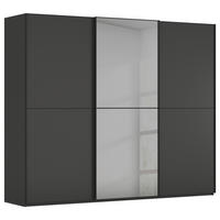 SCHWEBETÜRENSCHRANK 301/223/68 cm,  in Graphitfarben, Schwarz, 3 Tür(en)  - Schwarz/Graphitfarben, KONVENTIONELL, Glas/Holzwerkstoff (301/223/68cm) - Novel