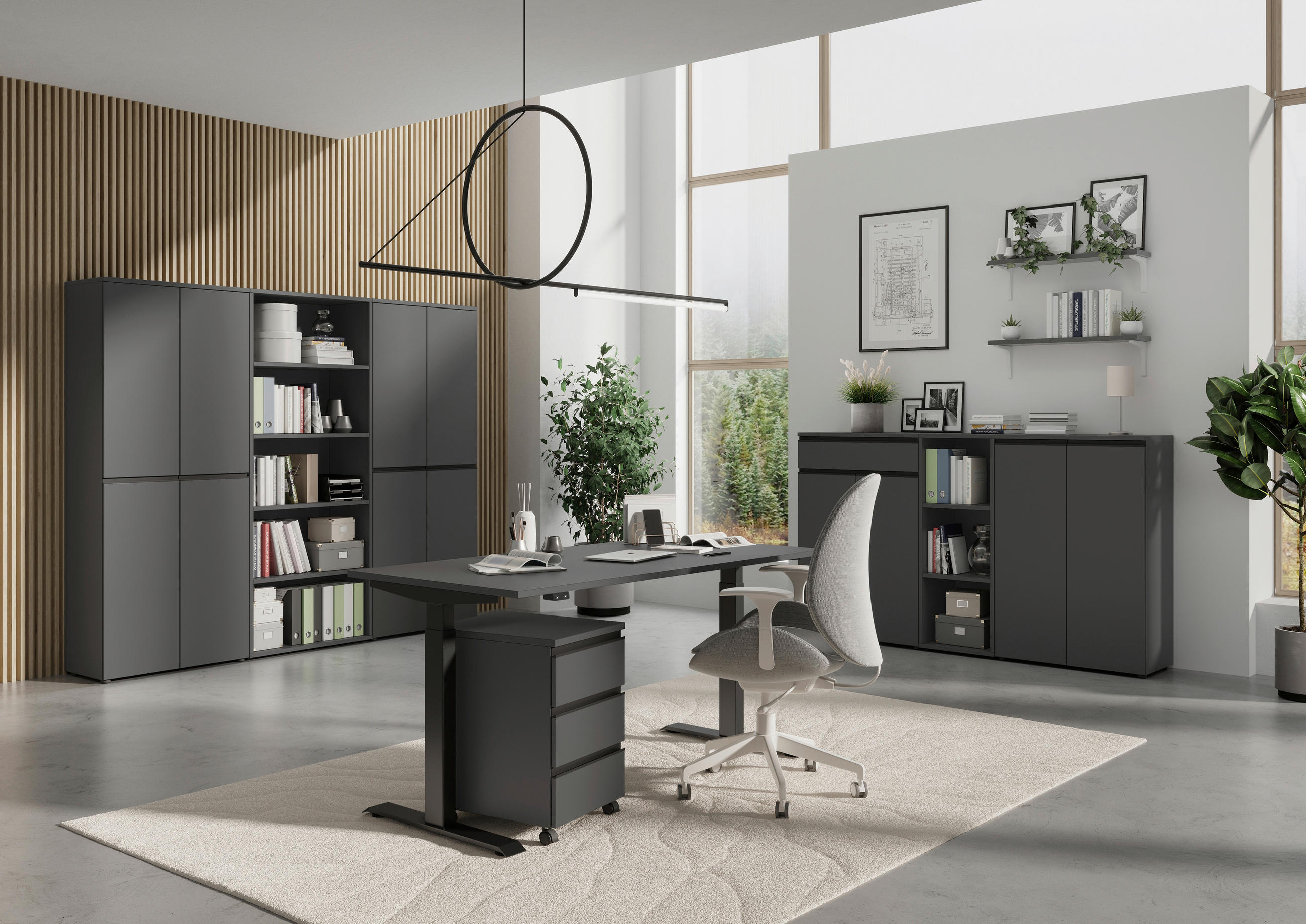 AKTENSCHRANK Graphitfarben  - Graphitfarben, MODERN, Holzwerkstoff (81/120/40cm) - Germania