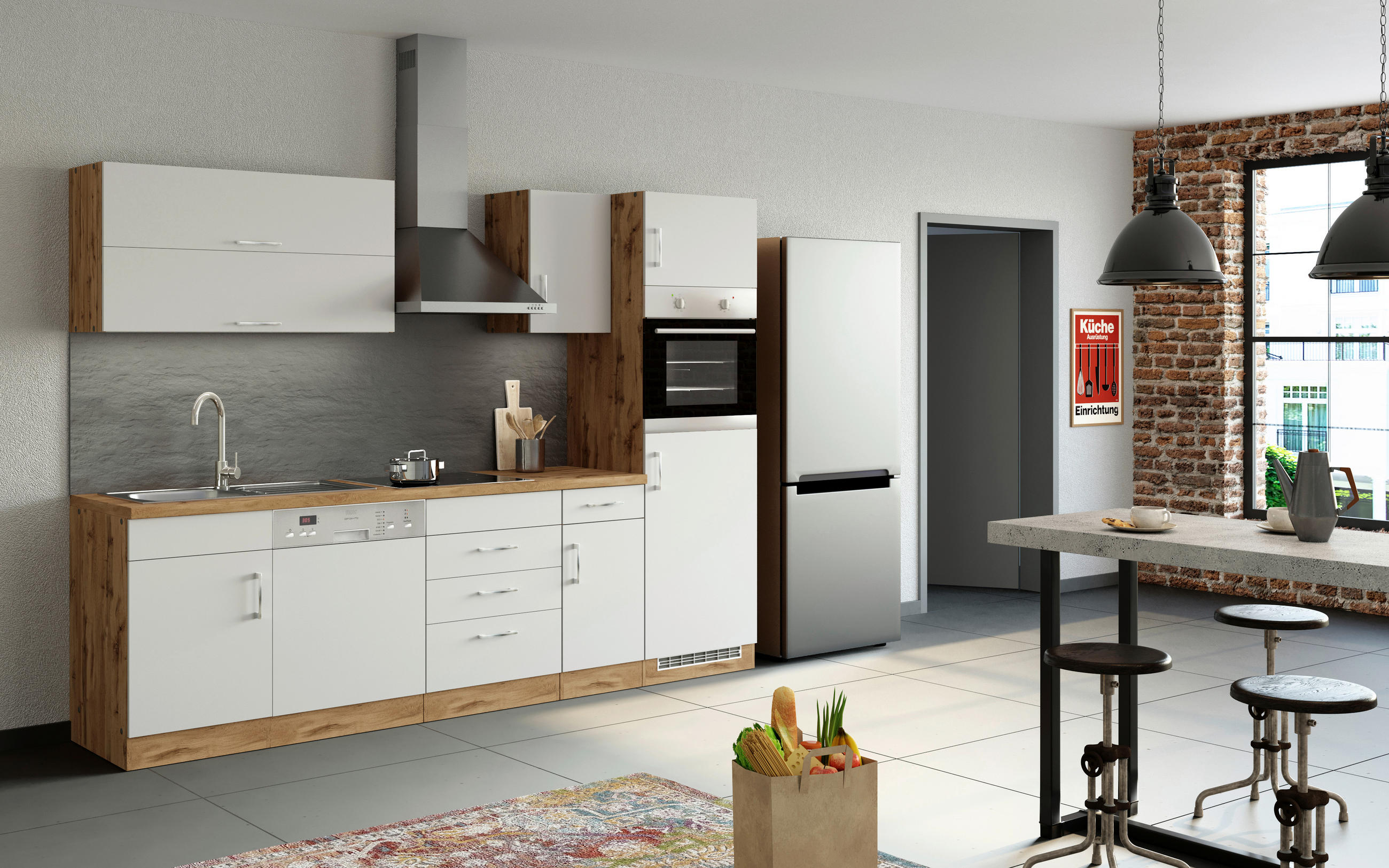 Küchenzeile Sorrento Mit Geräten B: 270 Cm Weiß