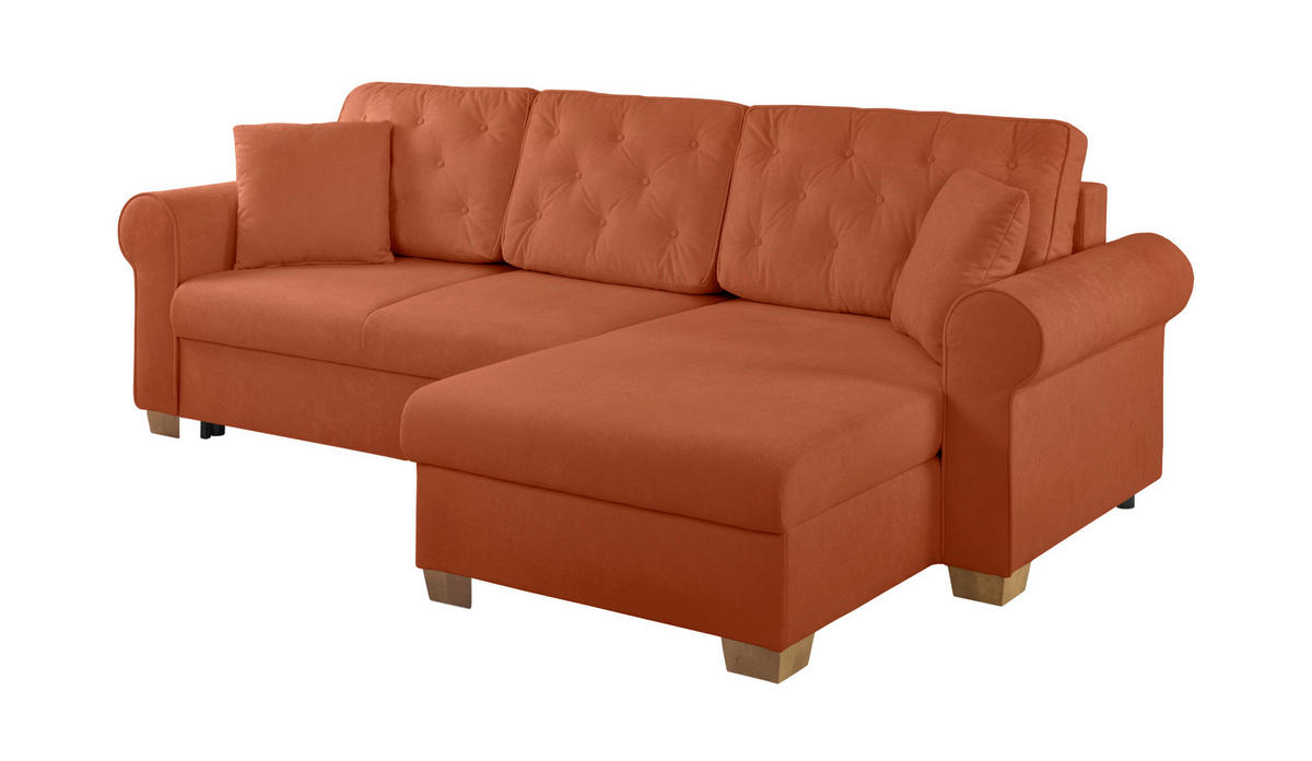 ECKSOFA Arles Rostfarben  - Rostfarben/Buchefarben, Design, Holz/Textil (266/161cm) - MID.YOU