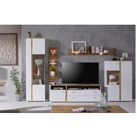 REGAL bijela, boje hrasta   - bijela/srebrne boje, Moderno, drvni materijal/metal (328/201/47cm) - Hom`in