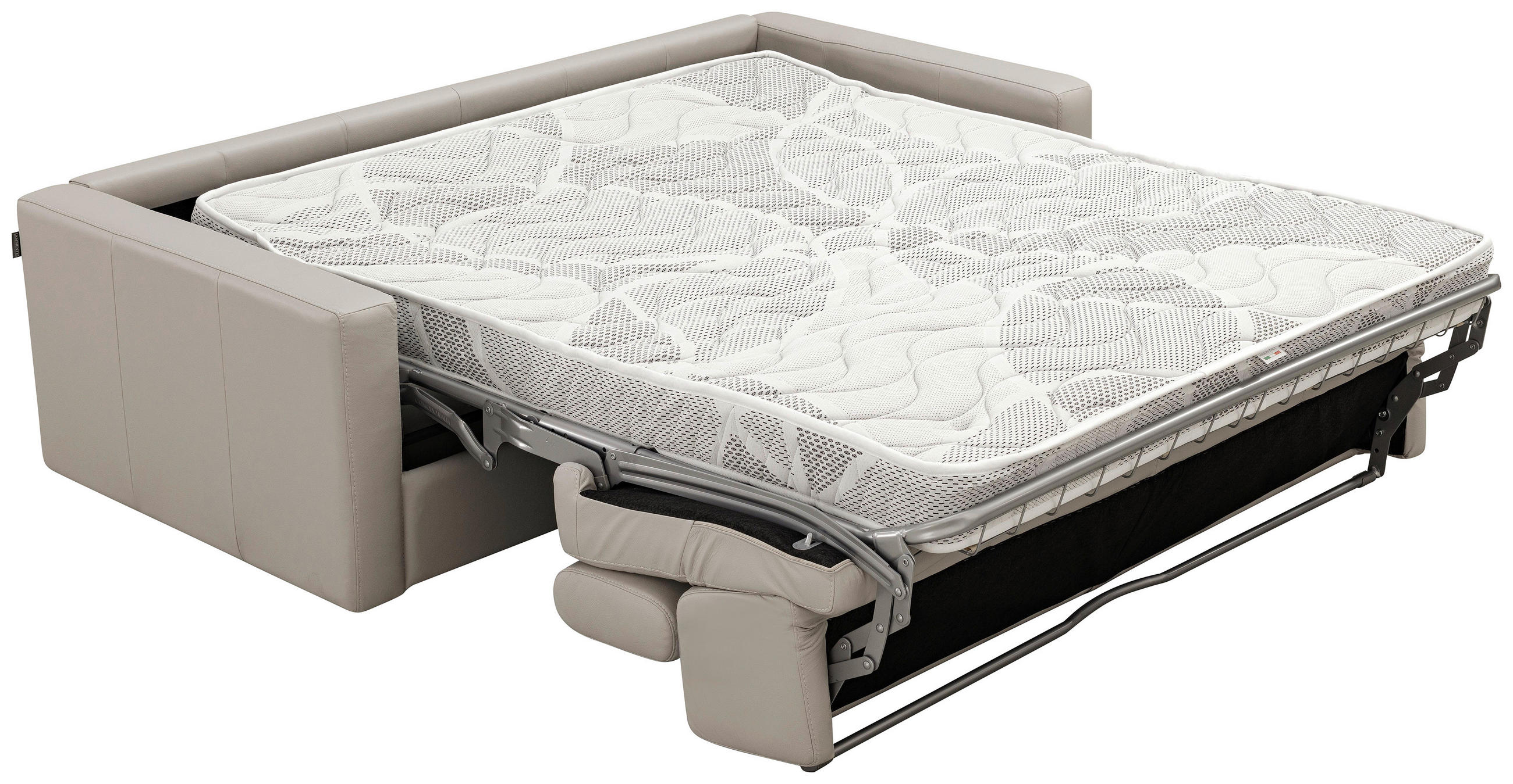 SCHLAFSOFA Creme Echtleder  - Creme/Schwarz, Design, Leder/Kunststoff (185/93/98cm) - Novel