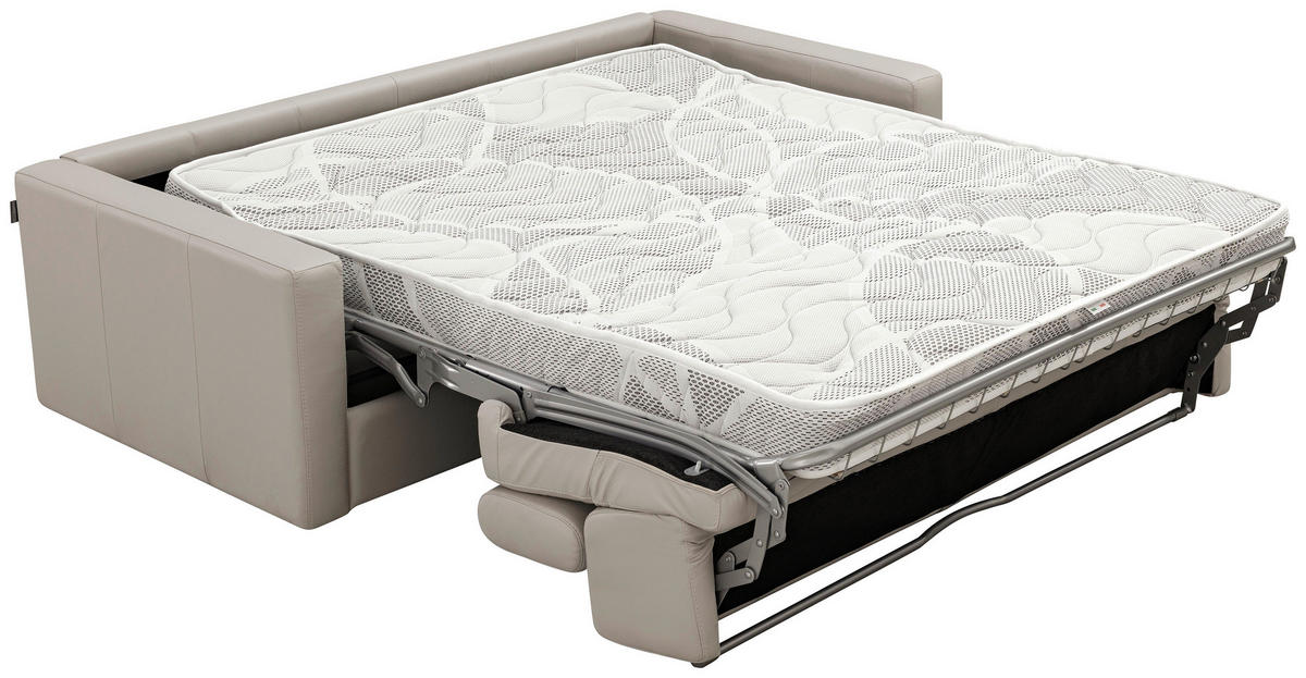 SCHLAFSOFA Creme Echtleder  - Creme/Schwarz, Design, Leder/Kunststoff (185/93/98cm) - Novel