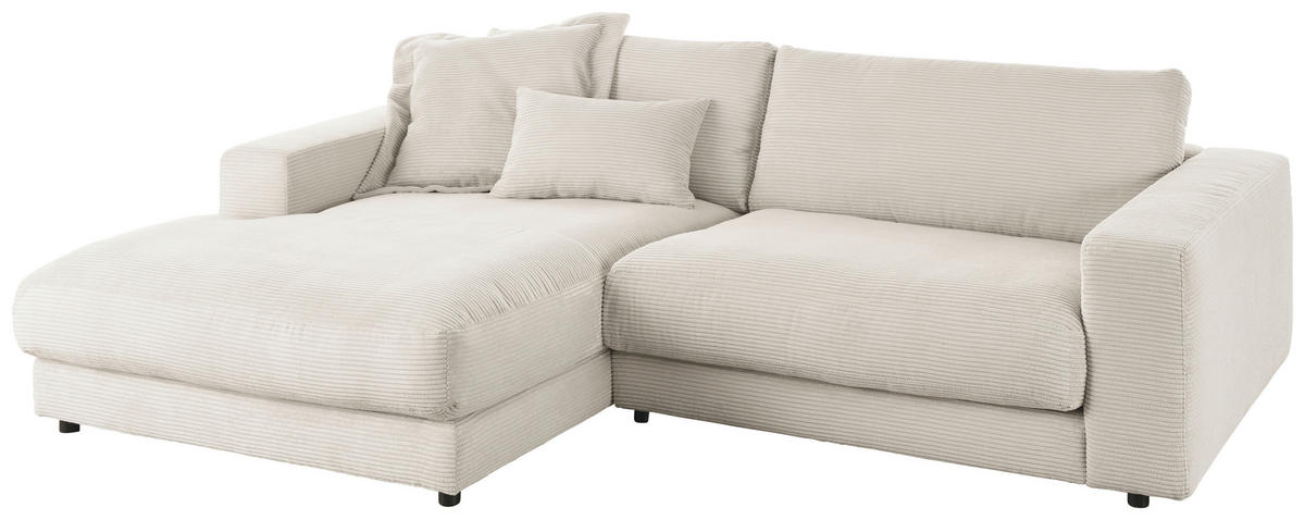 ECKSOFA in Cord Hellgrau  - Hellgrau/Schwarz, Design, Kunststoff/Textil (190/270cm) - Lomoco