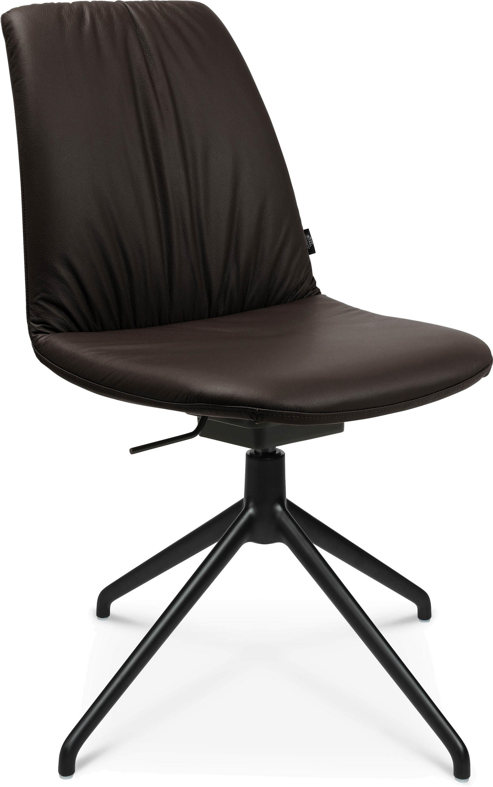 STUHL  in Aluminium Echtleder pigmentiert Metall, Leder  - Dunkelbraun/Schwarz, Design, Leder/Metall (46/81,5-84,5/55cm) - Johann Jakob