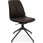 STUHL Echtleder Schwarz, Dunkelbraun  - Dunkelbraun/Schwarz, Design, Leder/Metall (46/81,5-84,5/55cm) - Johann Jakob
