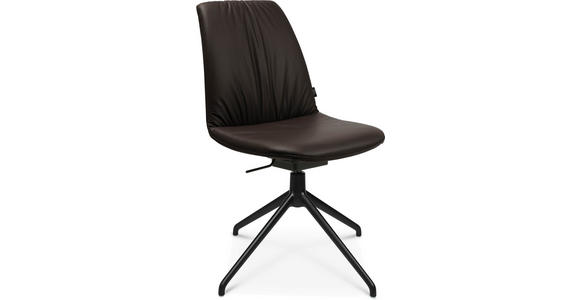 STUHL in Aluminium Echtleder pigmentiert Metall, Leder - Dunkelbraun/Schwarz, Design, Leder/Metall (46/81,5-84,5/55cm) - Johann Jakob