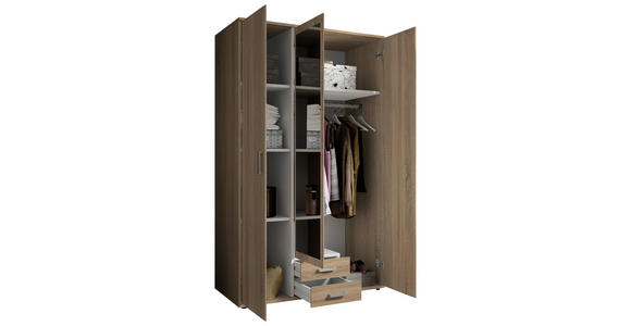 DREHTÜRENSCHRANK  in Sonoma Eiche  - Alufarben/Sonoma Eiche, KONVENTIONELL, Glas/Holzwerkstoff (120/196/53,5cm) - Carryhome