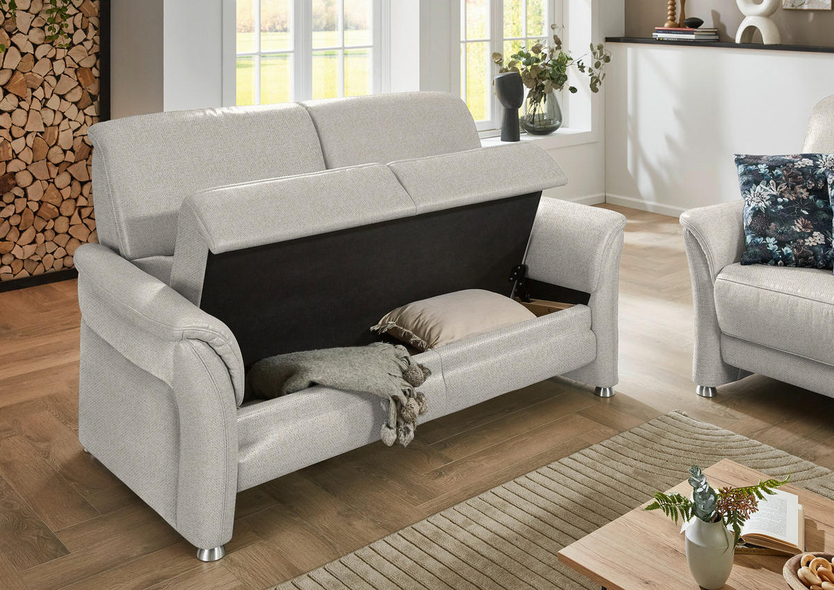 2,5-SITZER Flachgewebe Ecru  - Ecru/Alufarben, Konventionell, Textil/Metall (172/96/93cm) - Beldomo Premium