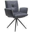ARMLEHNSTUHL  in beflockt  - Dunkelgrau/Anthrazit, Design, Textil/Metall (70/89/68cm) - Dieter Knoll