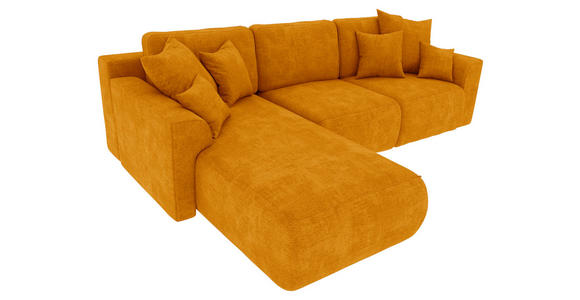 ECKSOFA in Samt Gelb  - Chromfarben/Gelb, KONVENTIONELL, Kunststoff/Textil (195/293cm) - Carryhome