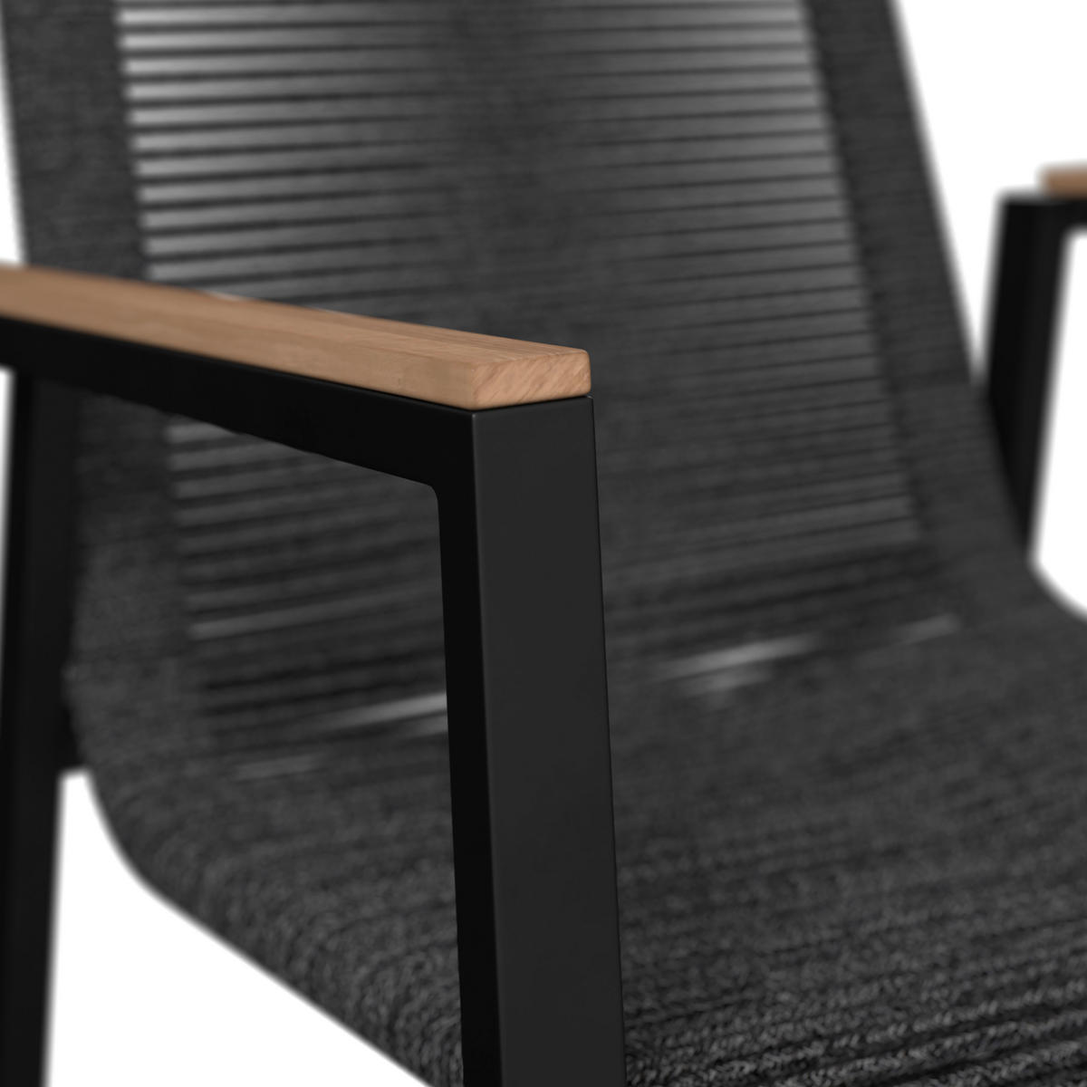 STAPELSESSEL Teakholz Aluminium Anthrazit, Schwarz, Teakfarben  - Anthrazit/Schwarz, Design, Holz/Textil (56/90/66cm) - Amatio