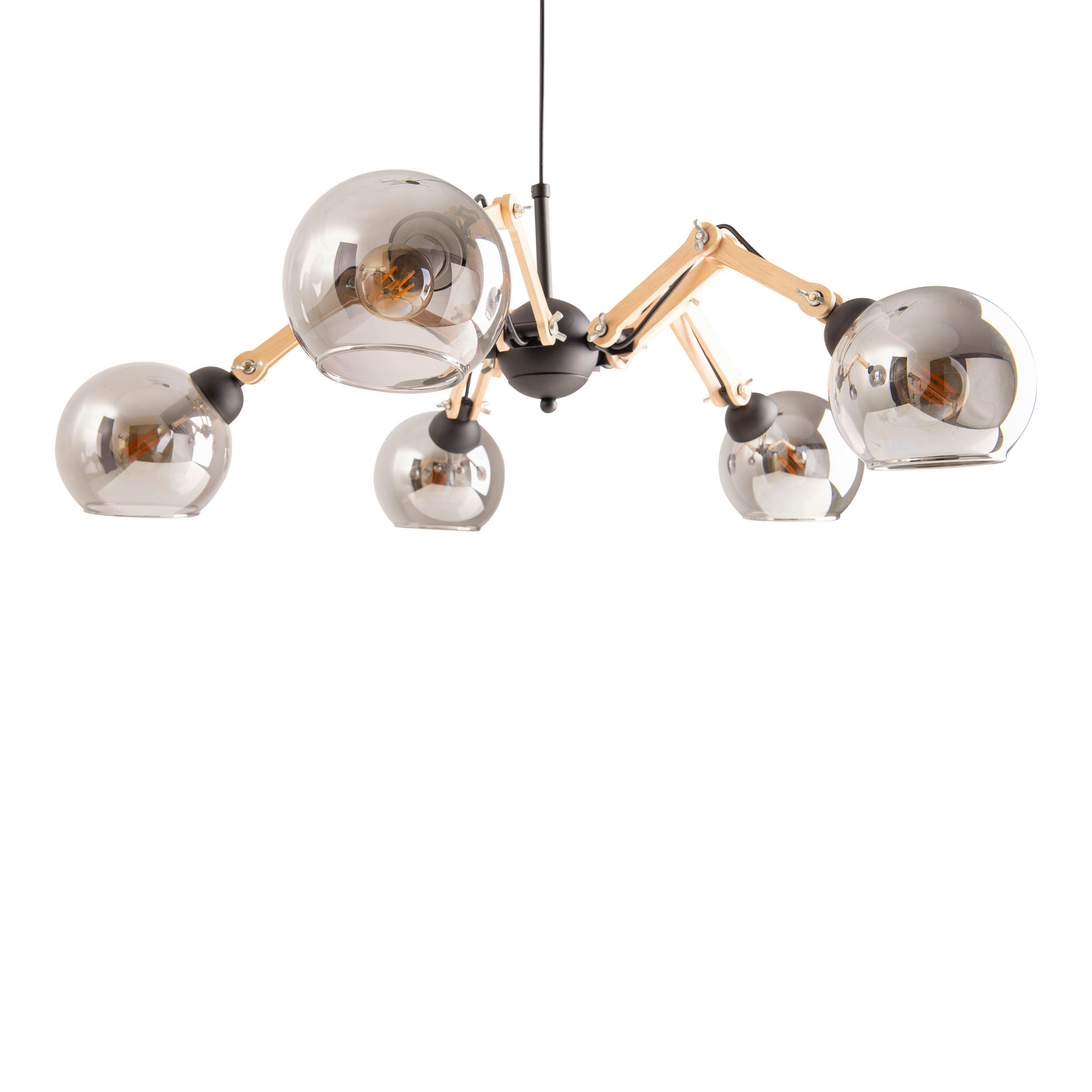 HÄNGELEUCHTE 80/130 cm   - Schwarz/Naturfarben, Design, Glas/Holz (80/130cm) - Näve