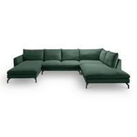 ECKSOFA TORONTO Smaragdgrün Cord  - Smaragdgrün/Schwarz, Basics, Textil/Metall (202/361cm) - MID.YOU