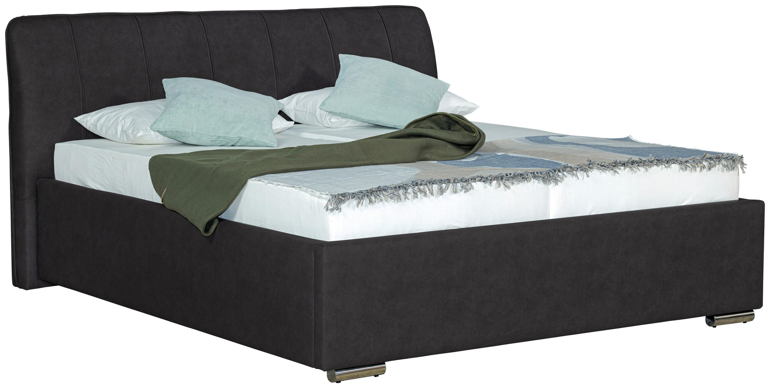 POLSTERBETT 180/200 cm  Schwarz  - Chromfarben/Schwarz, Basics, Holz/Textil (180/200cm) - Boxxx
