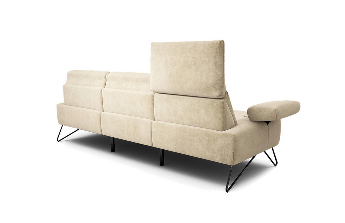 3-SITZER-SOFA Samt Naturfarben  - Schwarz/Naturfarben, Design, Textil/Metall (234-264/85/86-94cm) - SENSOO