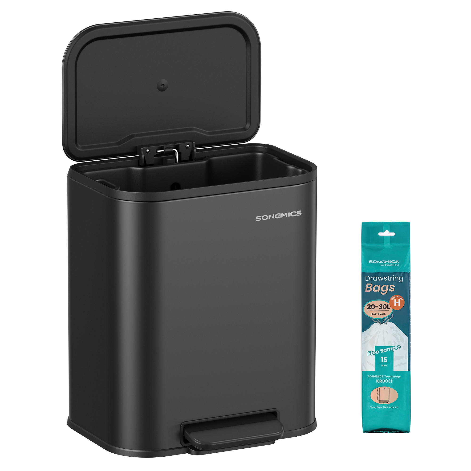 ABFALLSAMMLER 20 l  Metall, Kunststoff  - Schwarz, Basics, Kunststoff/Metall (36,6/42,5/30cm)