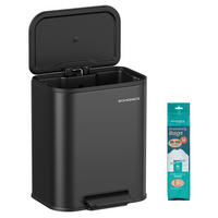 ABFALLSAMMLER 20 l  Metall, Kunststoff  - Schwarz, Basics, Kunststoff/Metall (36,6/42,5/30cm)