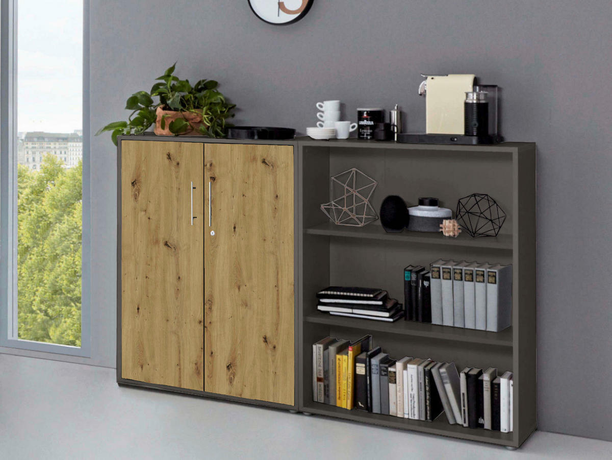AKTENSCHRANK 168,8/113,6/33 cm  - Anthrazit/Eiche Artisan, MODERN, Holzwerkstoff (168,8/113,6/33cm) - MID.YOU