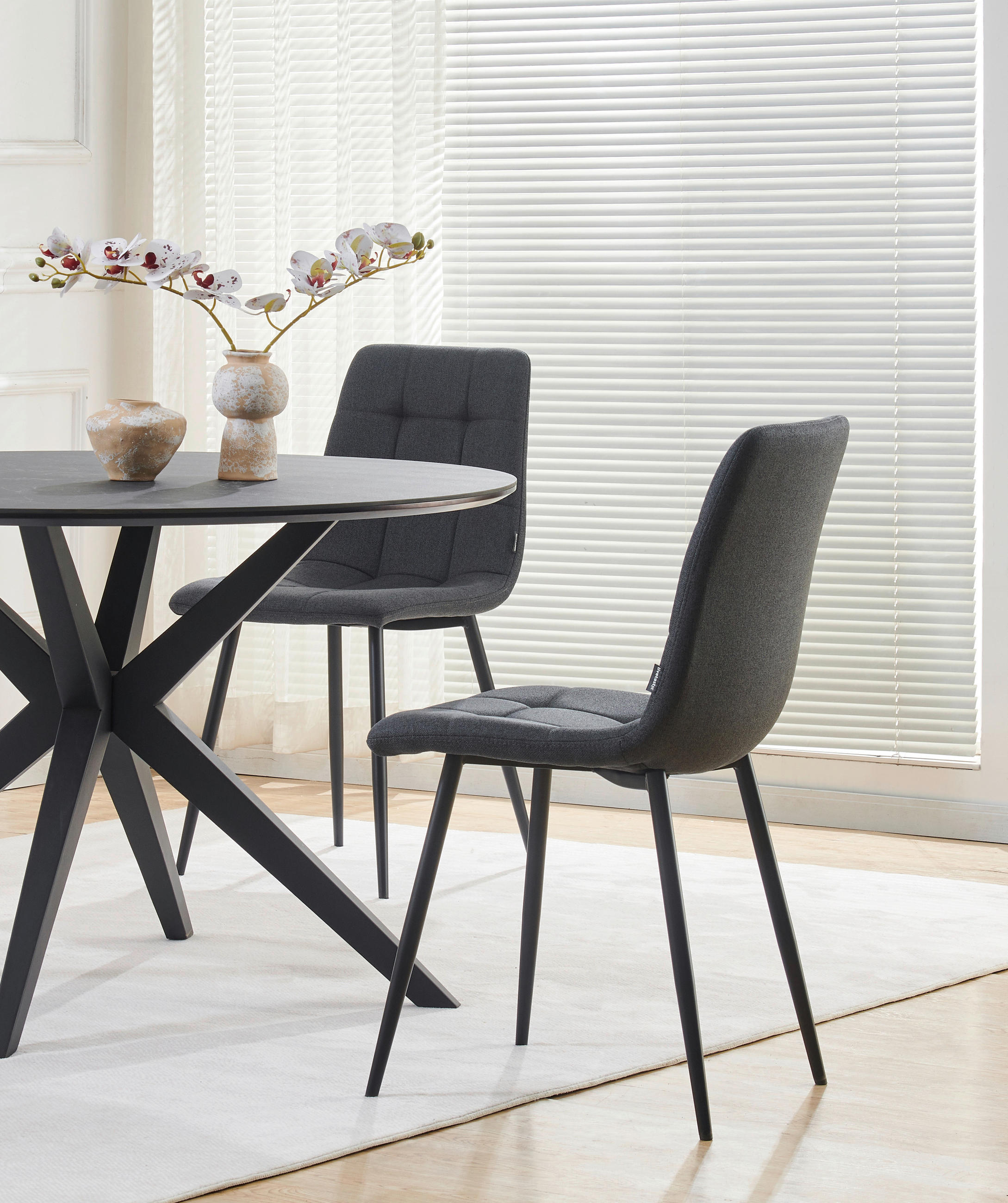 VIERFUßSTUHL - Schwarz/Grau, KONVENTIONELL, Holz/Textil (44,5/86/54,5cm) - Livetastic