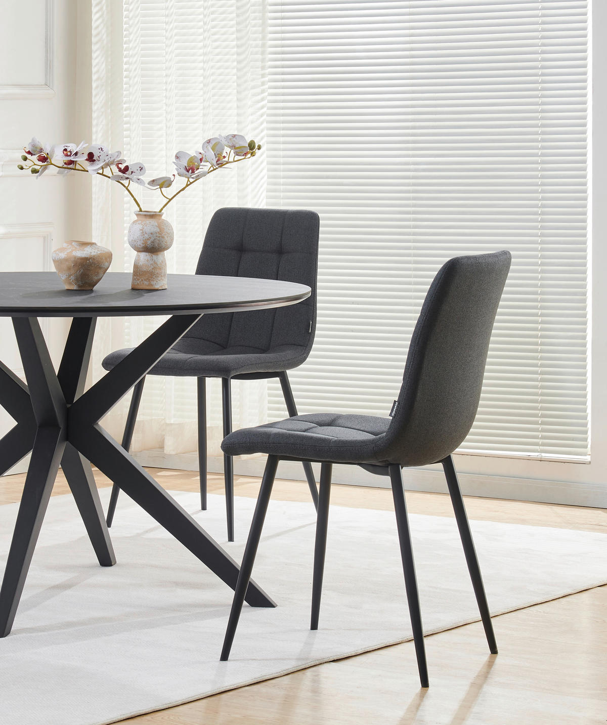 VIERFUßSTUHL - Schwarz/Grau, KONVENTIONELL, Holz/Textil (44,5/86/54,5cm) - Livetastic