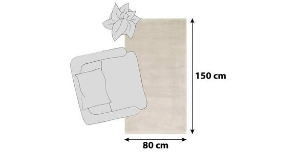 HOCHFLORTEPPICH 80/150 cm Bellevue  - Creme, Basics, Textil (80/150cm) - Novel