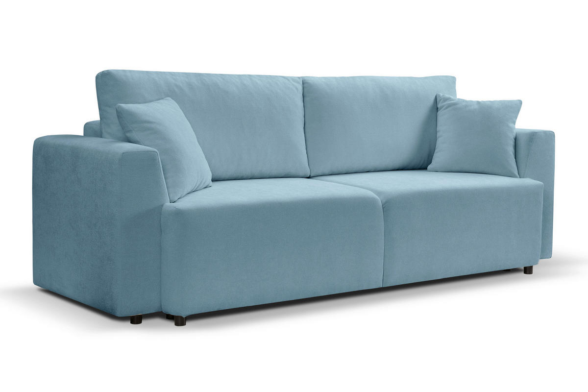 SCHLAFSOFA POINT  mit Liegefunktion, Schlafen auf Sitzhöhe Webstoff Hellblau  - Schwarz/Hellblau, Basics, Kunststoff/Textil (250/95/99cm) - MID.YOU