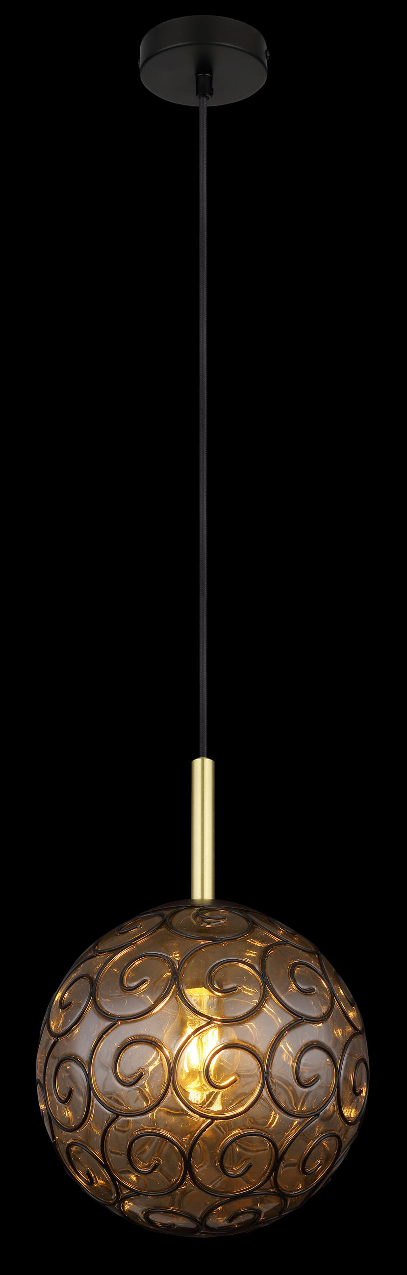 HÄNGELEUCHTE 25/120 cm    - Goldfarben/Schwarz, Konventionell, Kunststoff/Metall (25/120cm) - Globo