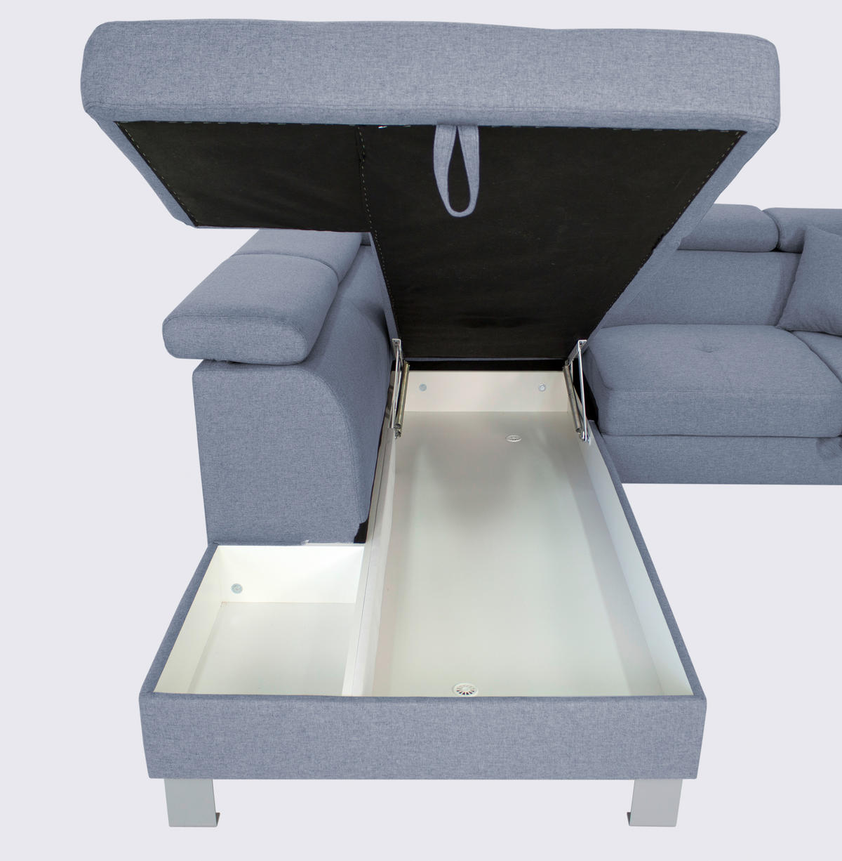 ECKSOFA in Webstoff Blau  - Blau/Silberfarben, Design, Textil/Metall (226/257cm) - Xora