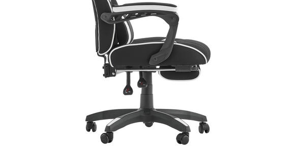 GAMINGSTUHL in Lederlook, Mikrofaser, Vliesstoff Schwarz, Weiß - Schwarz/Weiß, Design, Kunststoff/Textil (65/114/67cm) - Novel