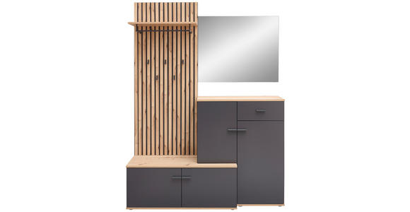 GARDEROBE  in 148/199/38 cm  - Anthrazit/Eiche Artisan, Design, Glas/Holzwerkstoff (148/199/38cm) - Xora