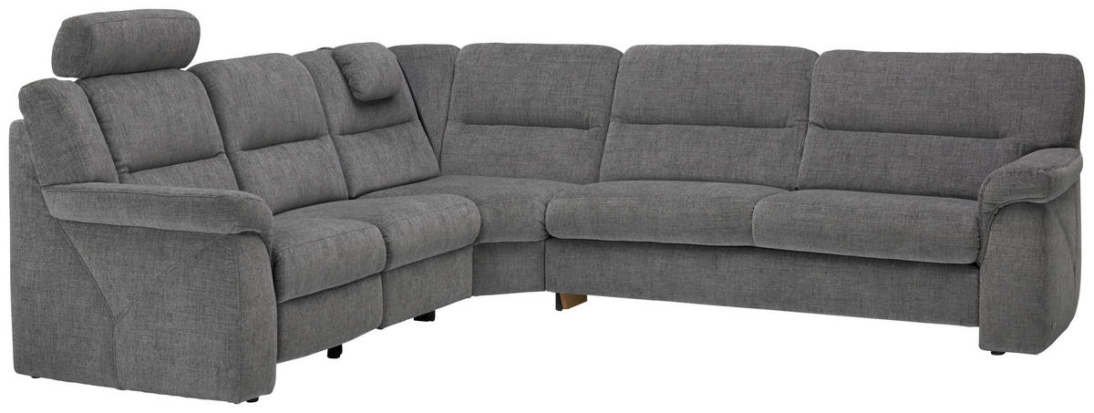 ECKSOFA in Chenille Grau  - Schwarz/Grau, Konventionell, Kunststoff/Textil (252/282cm) - Himolla