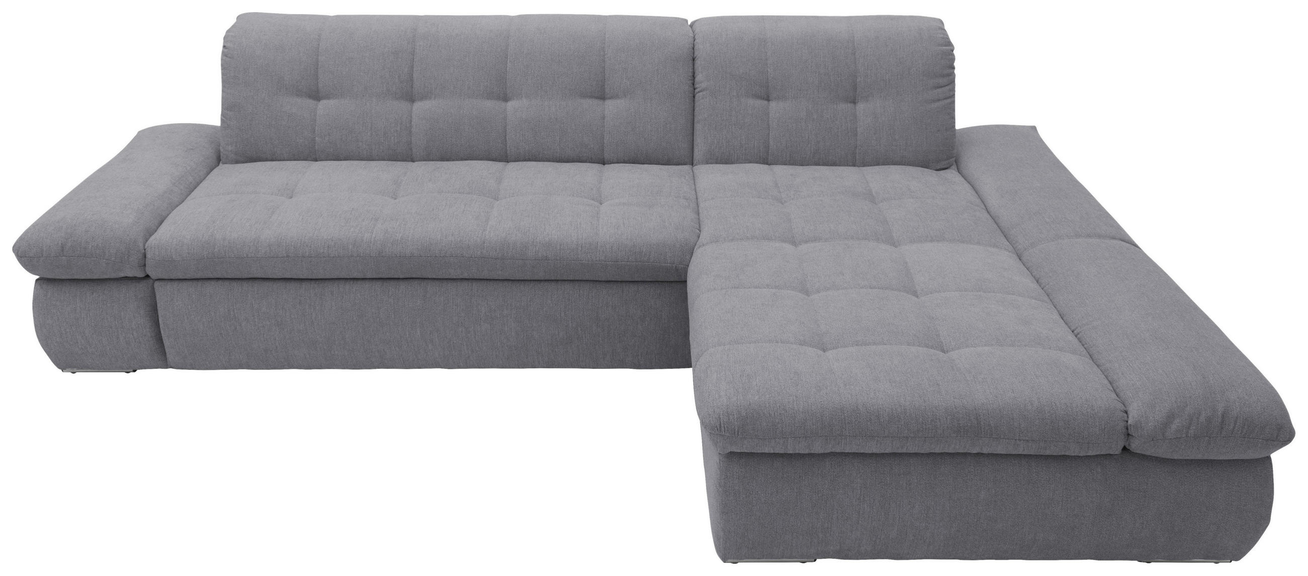 ECKSOFA Dunkelgrau Mikrofaser Schlaffunktion, Rücken echt, Armteilverstellung  - Chromfarben/Dunkelgrau, KONVENTIONELL, Textil/Metall (300/172cm) - MID.YOU