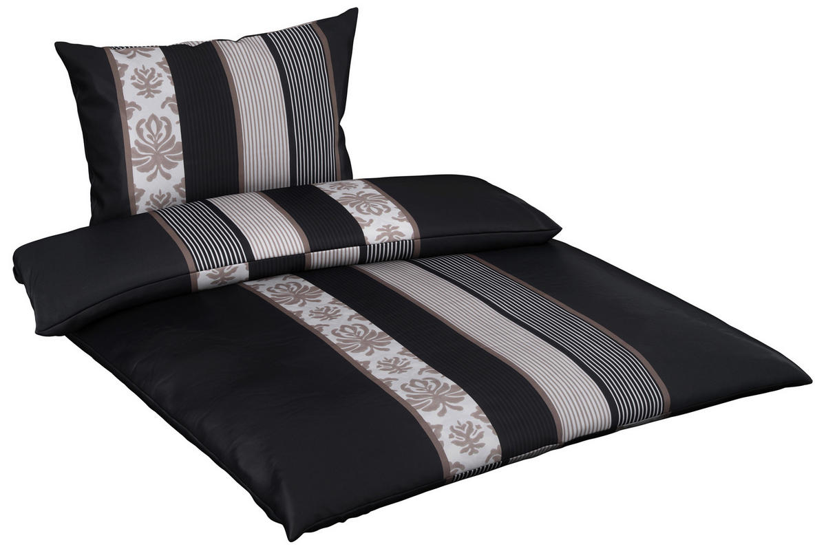 BETTWÄSCHE 3-teilig Makosatin 140/220 cm  - Schwarz/Weiß, Design, Naturmaterialien/Textil (140/220cm) - Joop!