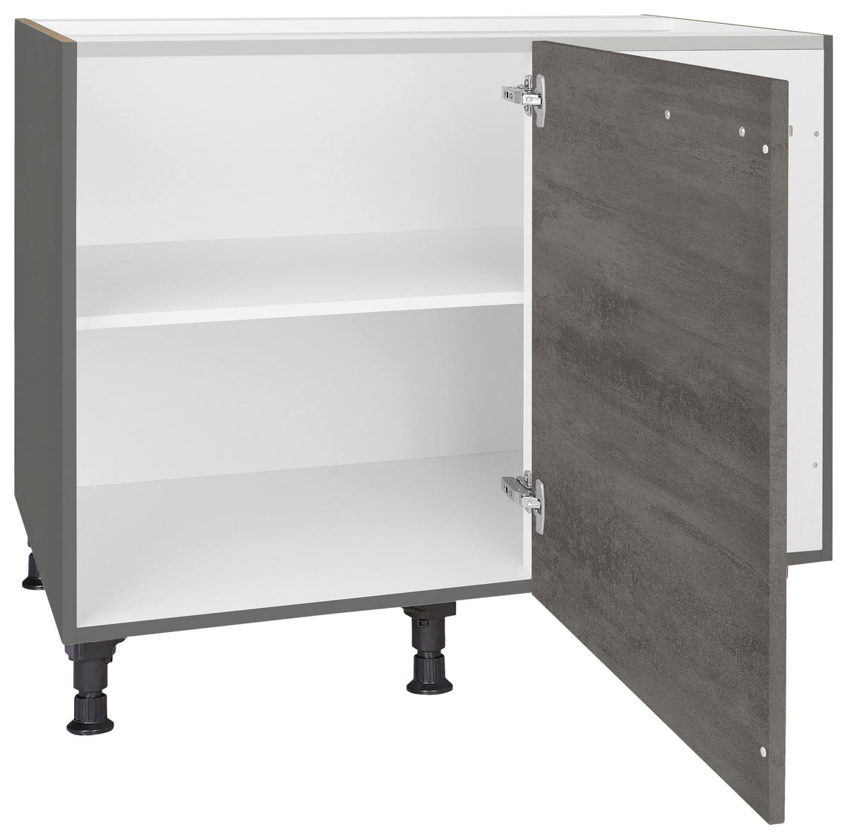 ECKUNTERSCHRANK 125/87/65 cm  - Schieferfarben/Edelstahlfarben, MODERN, Holzwerkstoff/Metall (125/87/65cm) - Nobilia