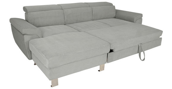 ECKSOFA inkl. Funktionen in Cord Grau  - Silberfarben/Grau, Design, Textil/Metall (167/250cm) - Xora