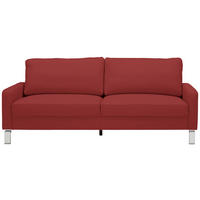 3-SITZER-SOFA in Echtleder Rot  - Chromfarben/Rot, Design, Leder/Metall (204/81/97cm) - Pure Home Lifestyle