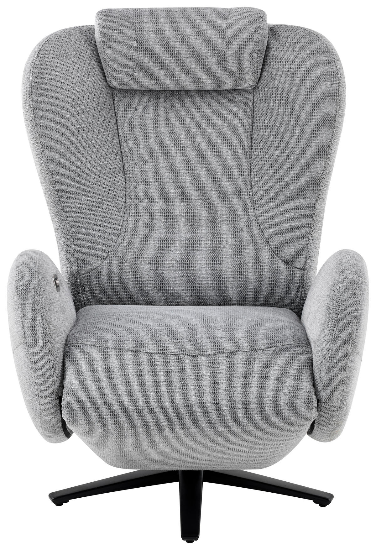 RELAXSESSEL Webstoff Relaxfunktion, Fußteilverstellung, Nackenkissen    - Schwarz/Grau, Design, Textil/Metall (77/109/89cm) - Stylife