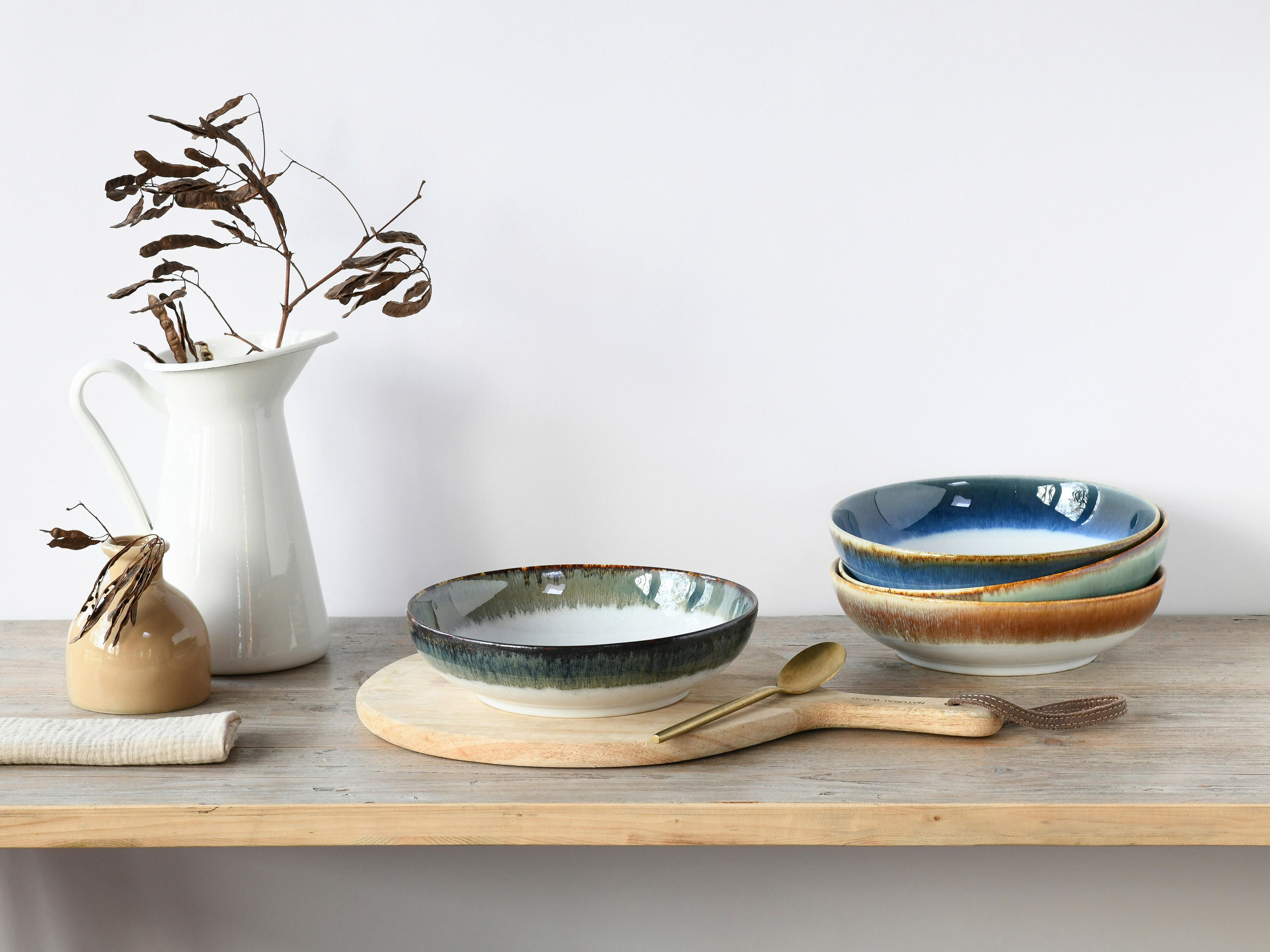 SKÅLSET 4 delar Cascade Bowls Mix   - grön/brun, Basics, keramik (22,5/5cm) - Creatable