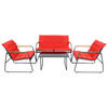 LOUNGEGARNITUR 4-teilig    - Anthrazit/Rot, Modern, Glas/Kunststoff - Gardenson