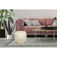 HOCKER in Metall, Kunststoff Creme, Goldfarben  - Goldfarben/Creme, Design, Kunststoff/Metall (43/42/43cm) - Kayoom