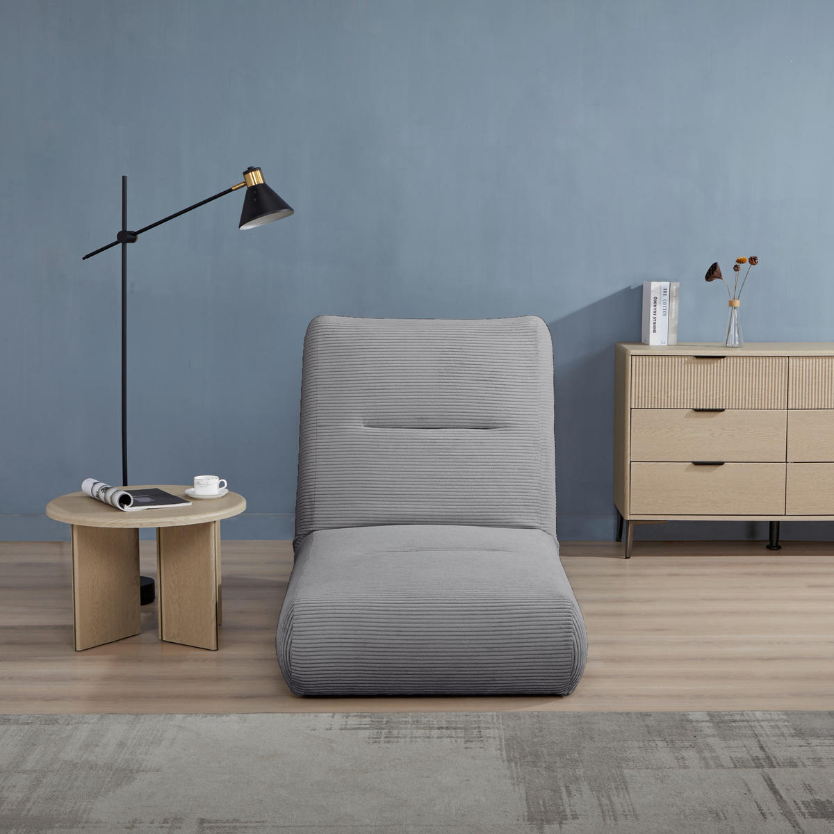 SCHLAFSESSEL in Cord Grau  - Grau, Design, Textil (81/88/160cm) - Livetastic