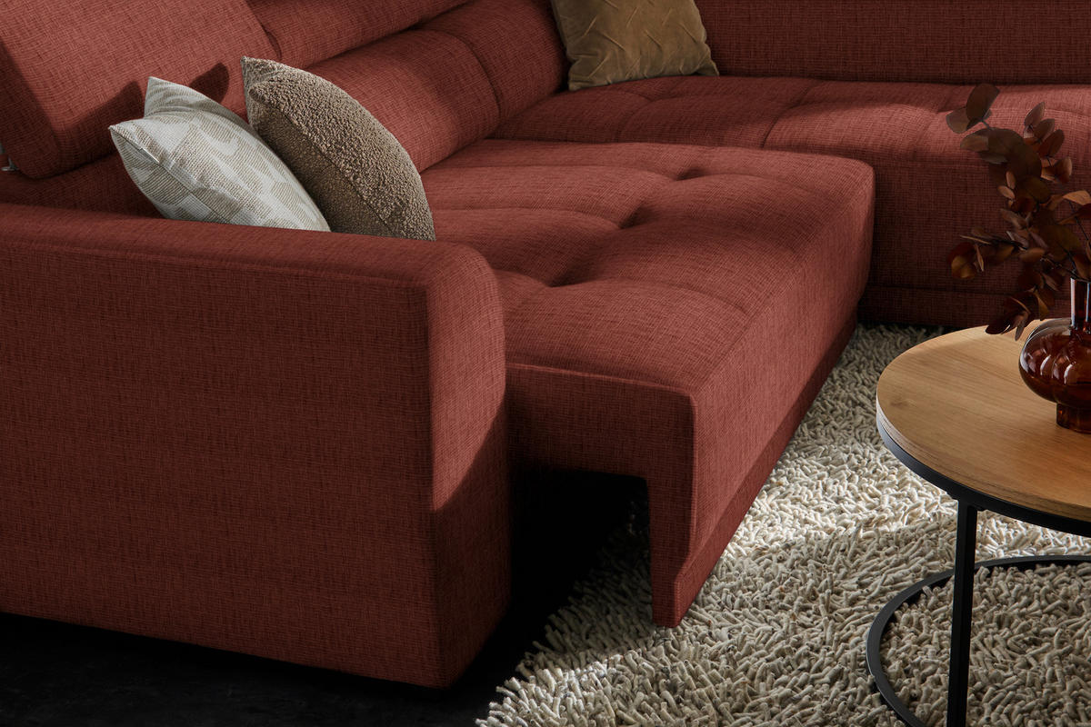 ECKSOFA in Chenille Rostfarben  284/205 cm  - Rostfarben/Schwarz, Design, Kunststoff/Textil (284/205cm) - Xora