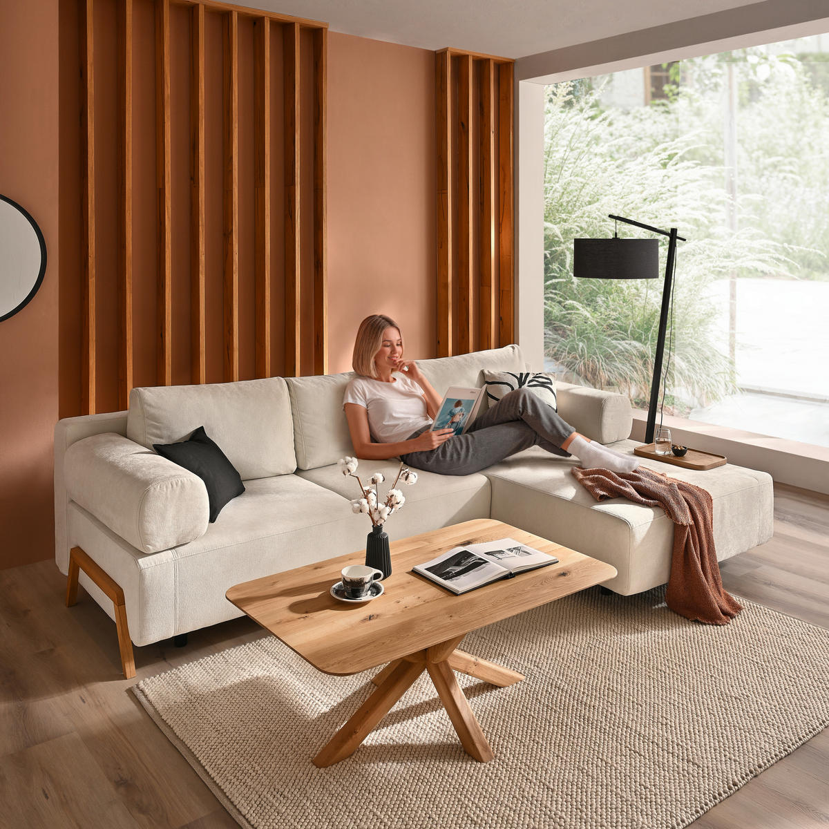 ROHOVÁ SEDAČKA, textil,  - přírodní barvy, Natur, dřevo/textil (287/183cm) - Niels Andersson