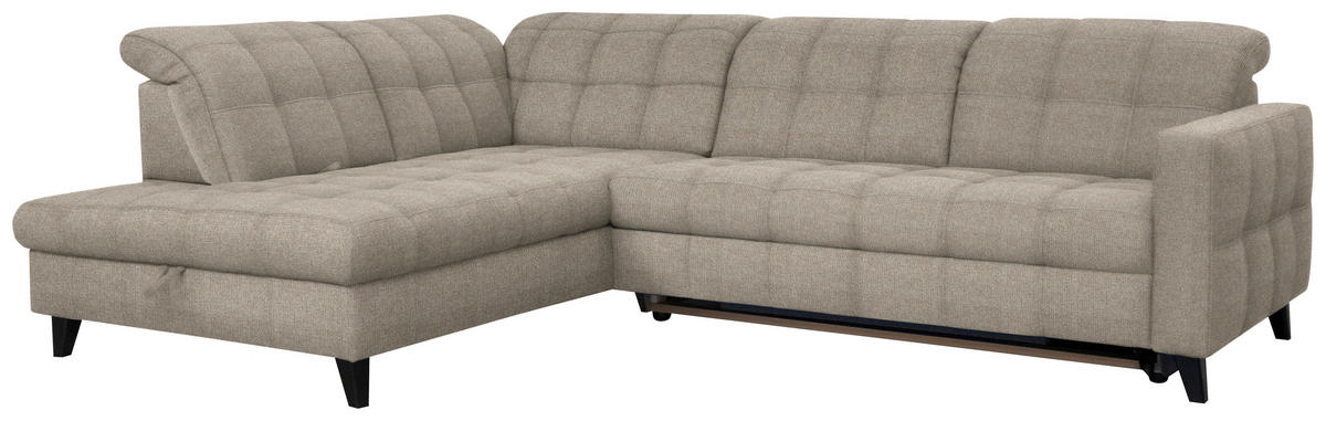 ECKSOFA in Webstoff Beige  - Beige/Schwarz, Design, Holz/Textil (216/297cm) - Xora